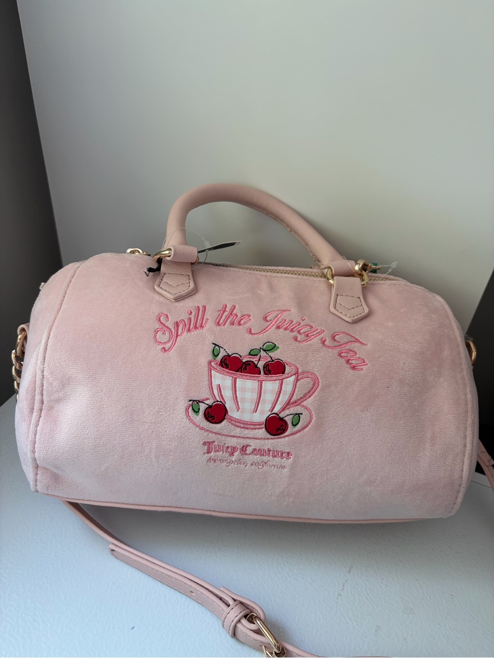 Juicy Couture Pink 'Spill the Juicy Tea' Barrel Satchel